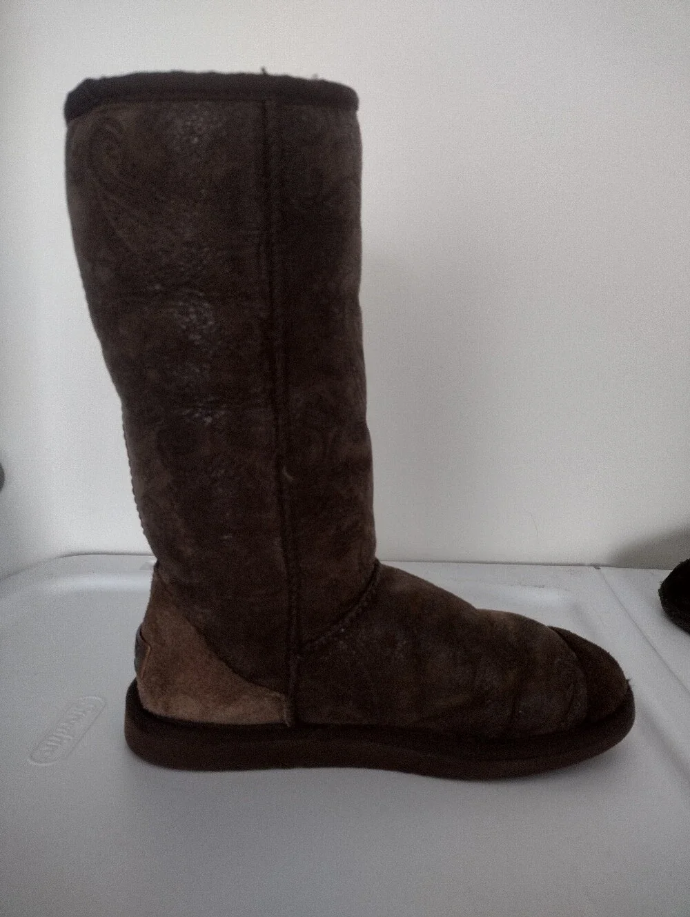 UGG Australia Women's Tall Baroque Embossed Paisley Boots, Brown, Size 6